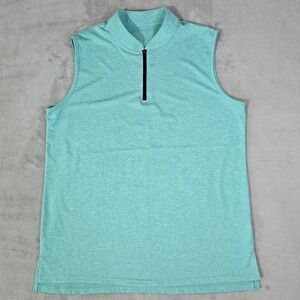 Athletic Sleeveless Golf Polo Quarter Zip Top Mint Green Sz XL Performance Shirt